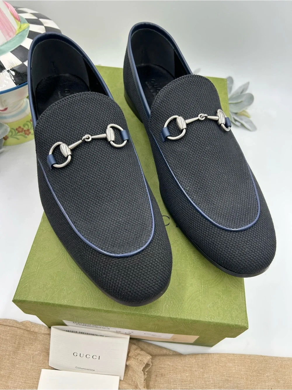 Men's  Gucci, NEW JORDAAN canvas horse bit loafer size 13 made in Italy